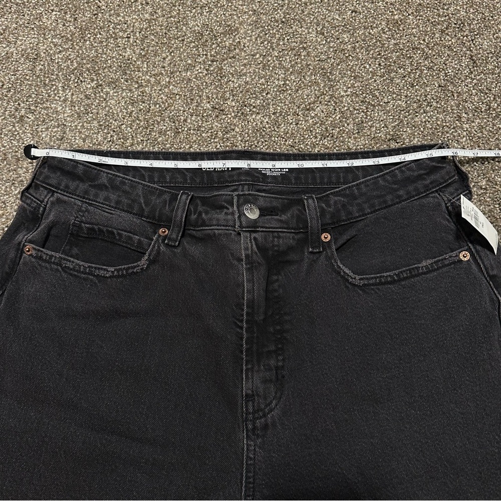 NWT- Old Navy Curvy Extra High-Waisted Wide-Leg Jeans Black Wash Size 12 Tall - Picture 6 of 9